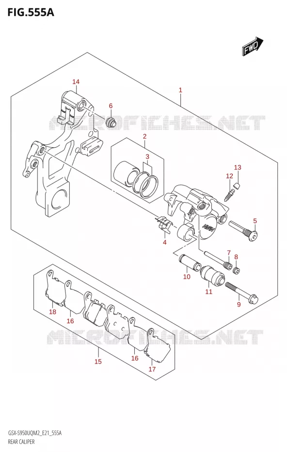 ETRIER DE FREIN ARRIERE Suzuki MOTO 950 GSX-S 2022  GSX-S950UQM2 (E21)