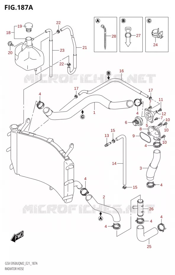 DURITES DE RADIATEUR - VASE D'EXPANSION Suzuki MOTO 950 GSX-S 2022  GSX-S950WQM2 (E21)