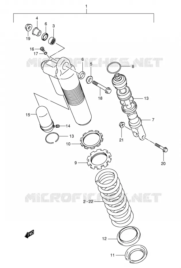 AMORTISSEUR ARRIERE (MODELE K1/K2/K3) Suzuki MOTO 250 RM 2004  RM250K4(E3/E28)