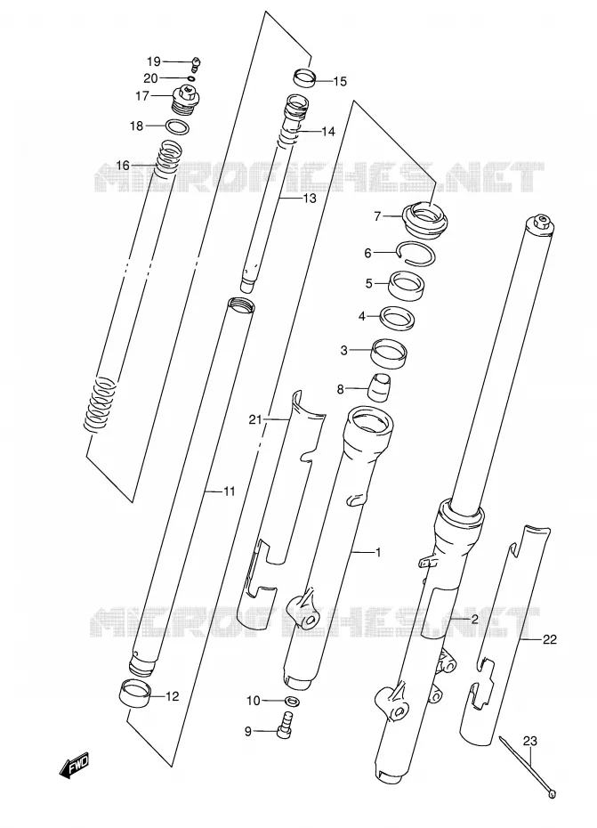 AMORTISSEUR AVANT Suzuki MOTO 80 RM 1997  RM80V(E3/E28)