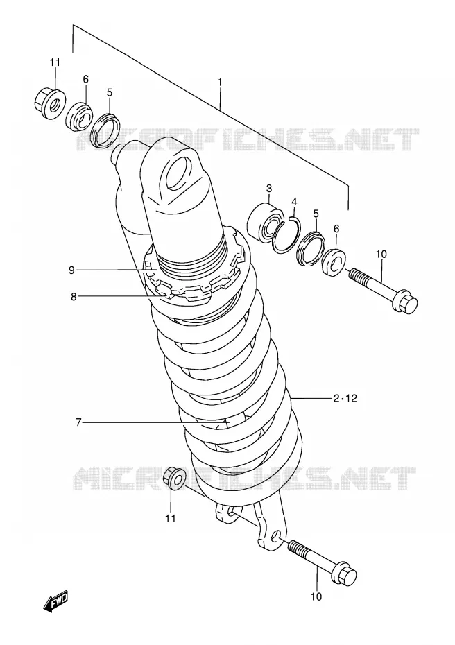 AMORTISSEUR (MODELE N) Suzuki MOTO 250 RMX 1993  RMX250P(E1)