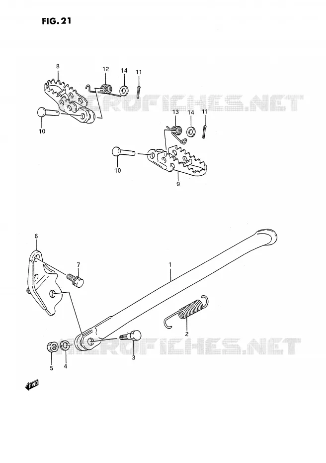 BEQUILLE - REPOSE PIED (MODELE K/L/M/N) Suzuki MOTO 250 RMX 1994  RMX250R(E3)