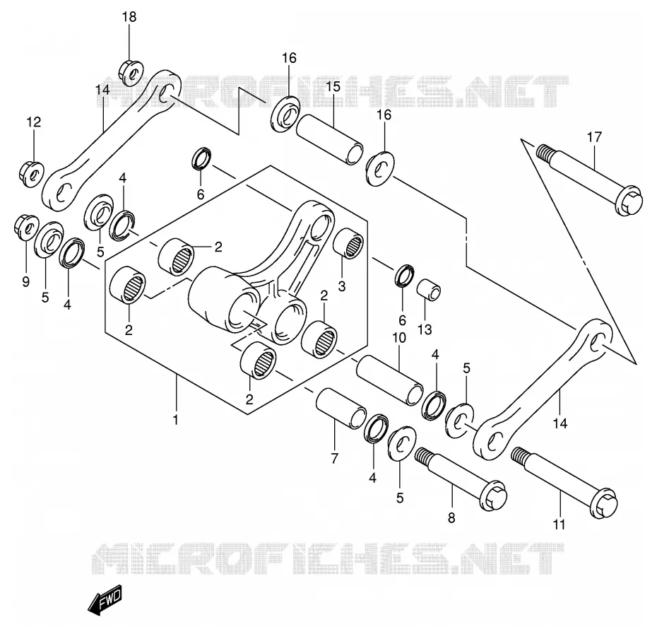 BIELLETTE DE SUSPENSION ARRIERE (MODELE K2/K3) Suzuki MOTO 125 RM 2001  RM125K1(E3/E28)
