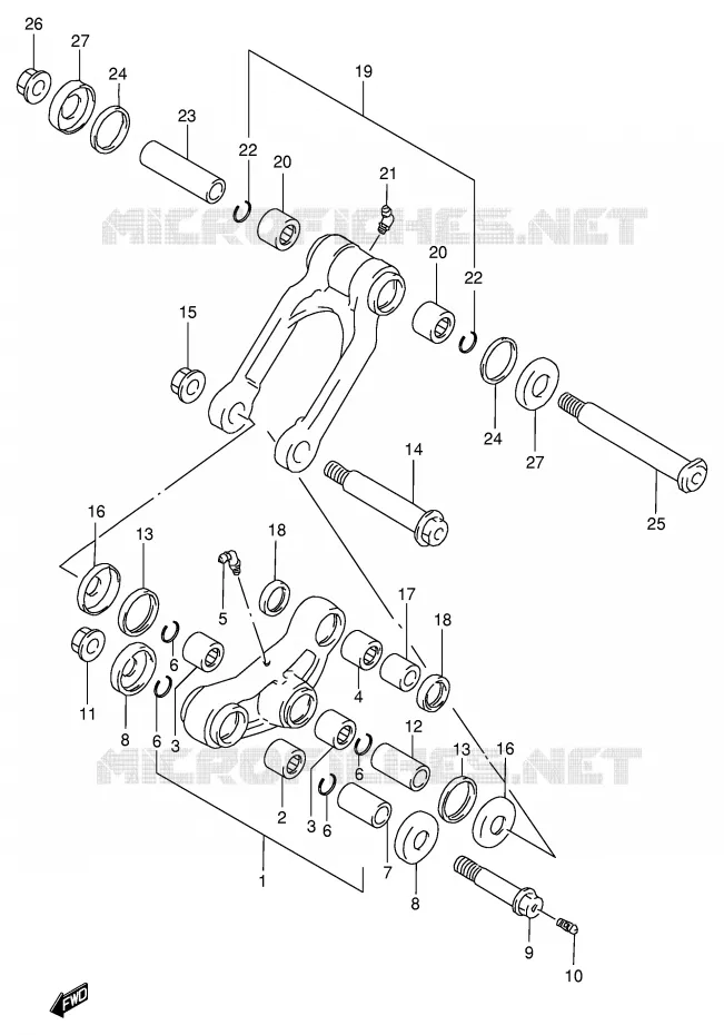 BIELLETTE DE SUSPENSION ARRIERE (MODELE X) Suzuki MOTO 250 RMX 1999  RMX250SX(E24)