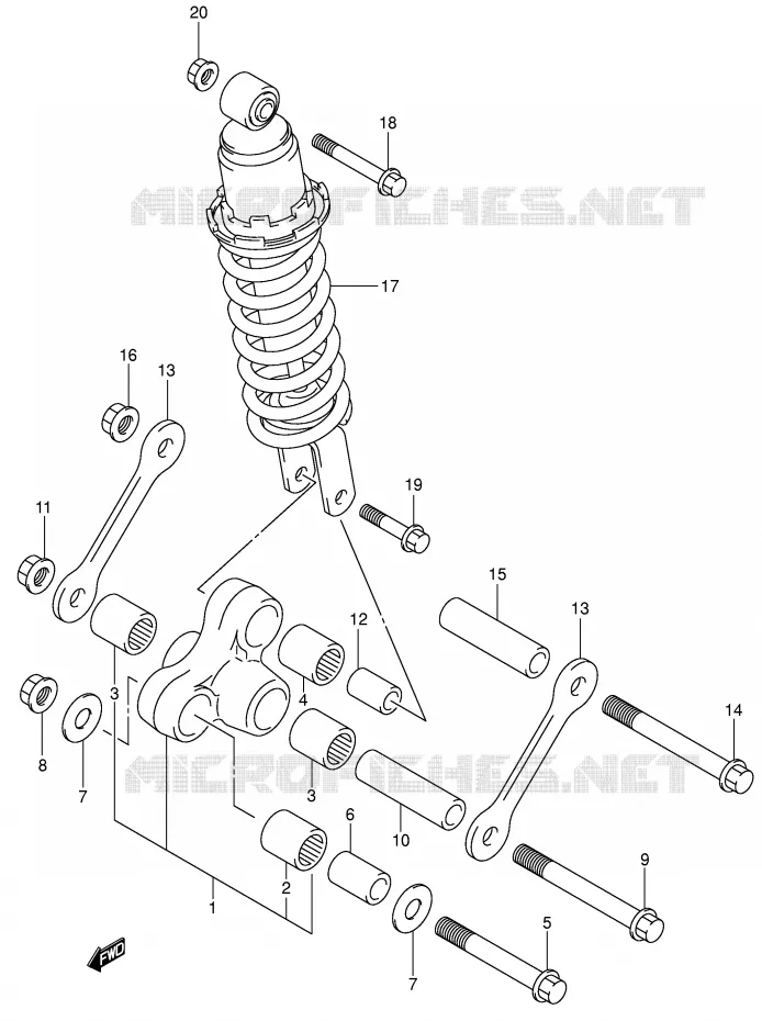 BIELLETTE DE SUSPENSION ARRIERE Suzuki MOTO 650 SV-S 2002  SV650SUK2(E2)