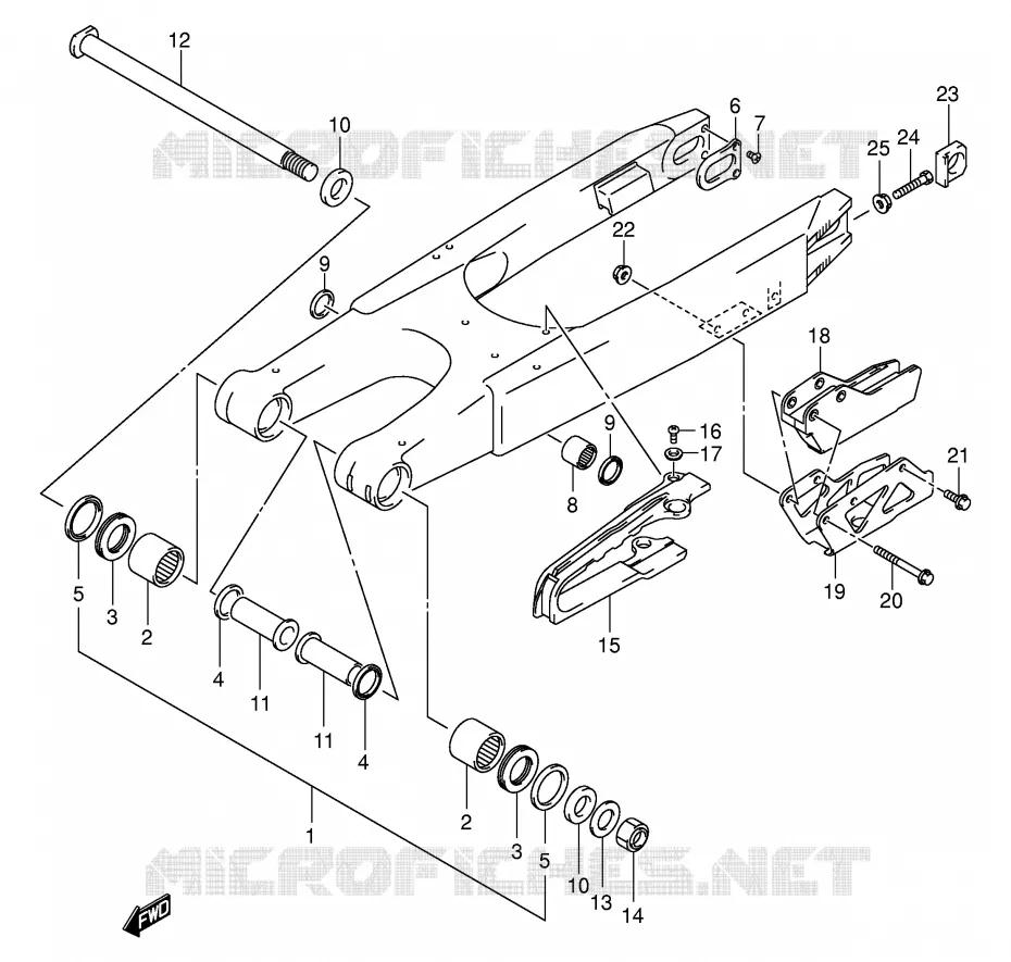 BRAS OSCILLANT ARRIERE (MODELE K1/K2/K3) Suzuki MOTO 125 RM 2002  RM125K2(E3/E28)