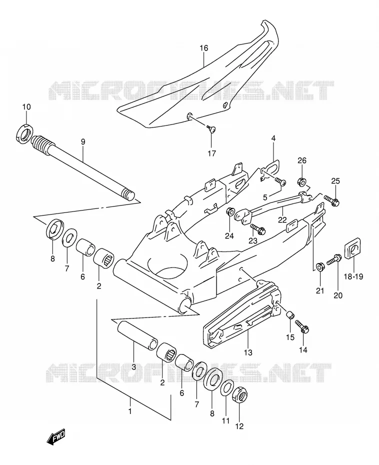 BRAS OSCILLANT ARRIERE (MODELE V E18,E22,E24,E39) Suzuki MOTO 1000 TL-S 1997  TL1000SV(E2)