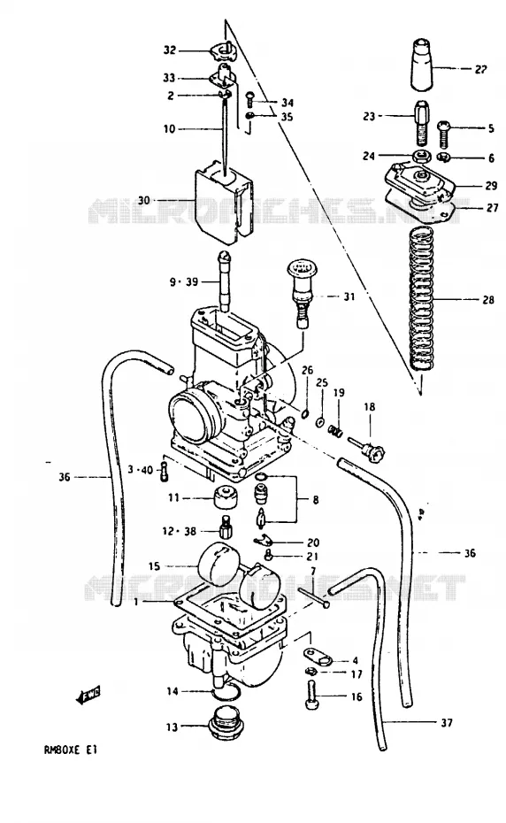 CARBURATEUR (MODELE E) Suzuki MOTO 80 RM 1983  RM80XD(D/E)