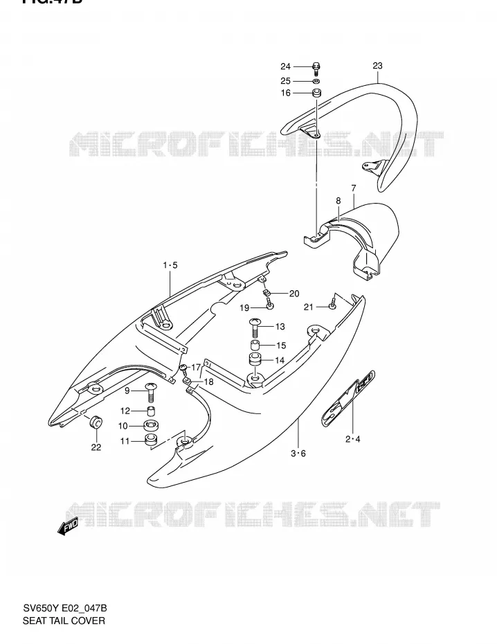 CARENAGE ARRIERE - CAPOT DE SELLE (MODELE K2) Suzuki MOTO 650 SV-S 2001  SV650SUK1(E2)