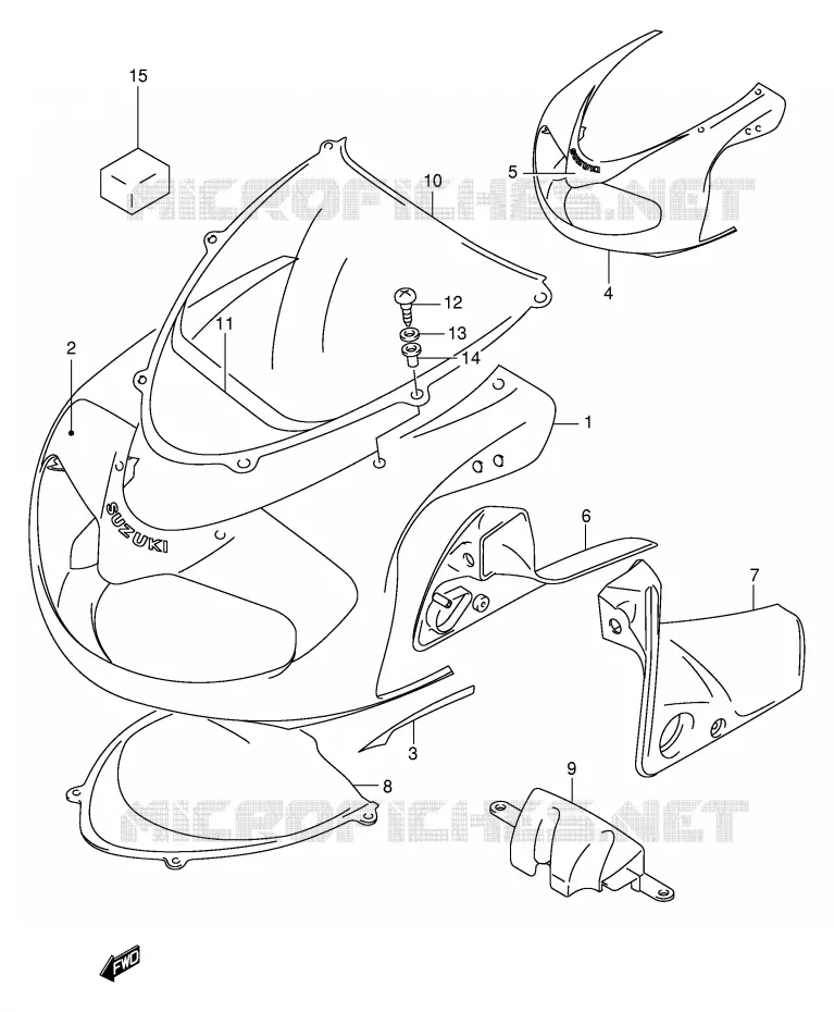 CARENAGES - ETIQUETTES (MODELE W) Suzuki MOTO 1000 TL-R 1999  TL1000RX(E2)