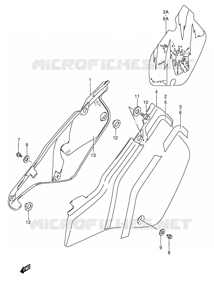CARENAGES ARRIERE  (MODELE K/L/M) Suzuki MOTO 250 RMX 1994  RMX250R(E1)