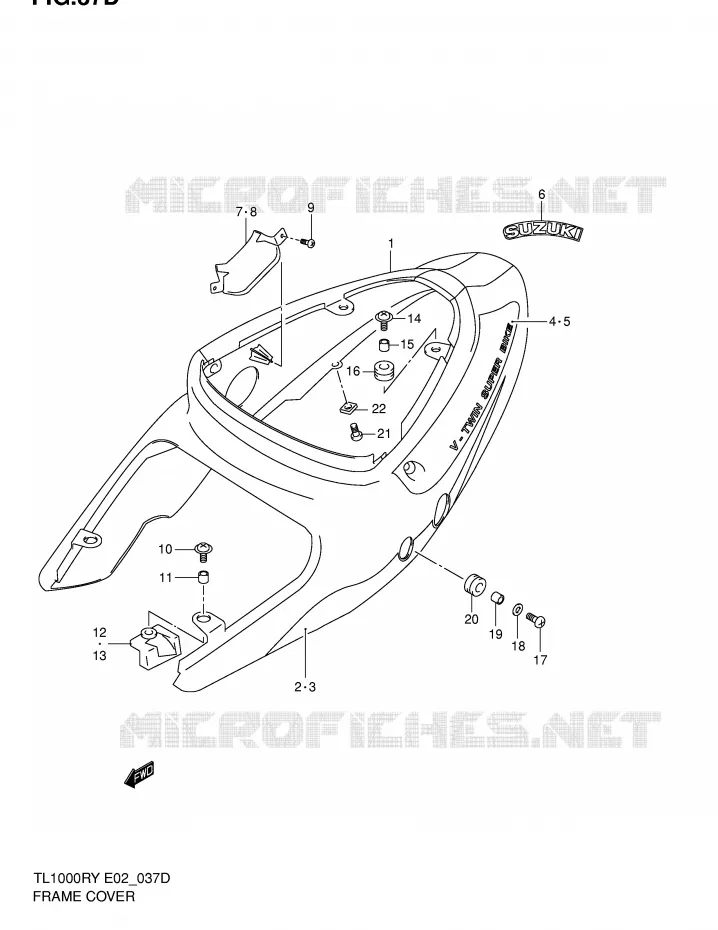 CARENAGES ARRIERE  (MODELE K2) Suzuki MOTO 1000 TL-R 1999  TL1000RX(E2)