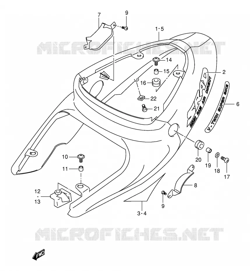 CARENAGES ARRIERE  (MODELE W) Suzuki MOTO 1000 TL-R 1998  TL1000RW(E2)