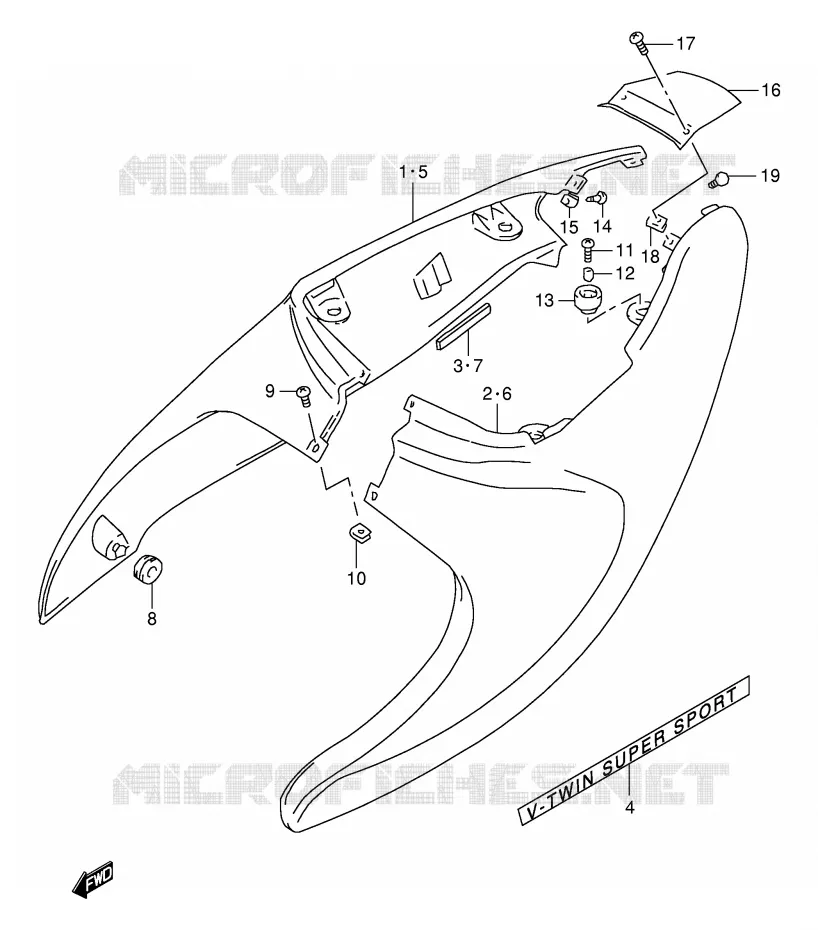 CARENAGES ARRIERE  (MODELE X) Suzuki MOTO 1000 TL-S 2000  TL1000SY(E2)
