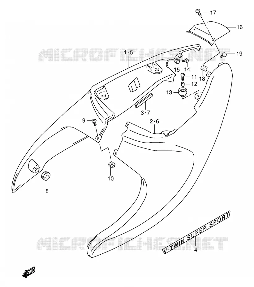 CARENAGES ARRIERE  (MODELE Y/K1) Suzuki MOTO 1000 TL-S 2000  TL1000SY(E2)