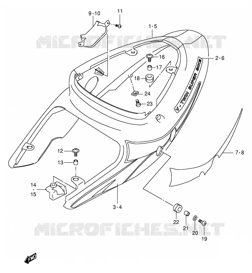 CARENAGES ARRIERE  (MODELE Y) Suzuki MOTO 1000 TL-R 1999  TL1000RX(E2)
