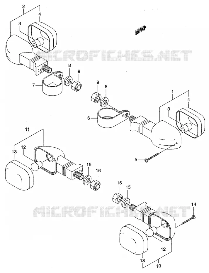 CLIGNOTANTS (EXCEP MODELE W P4, P53) Suzuki MOTO 50 RMX 1998  RMX50W