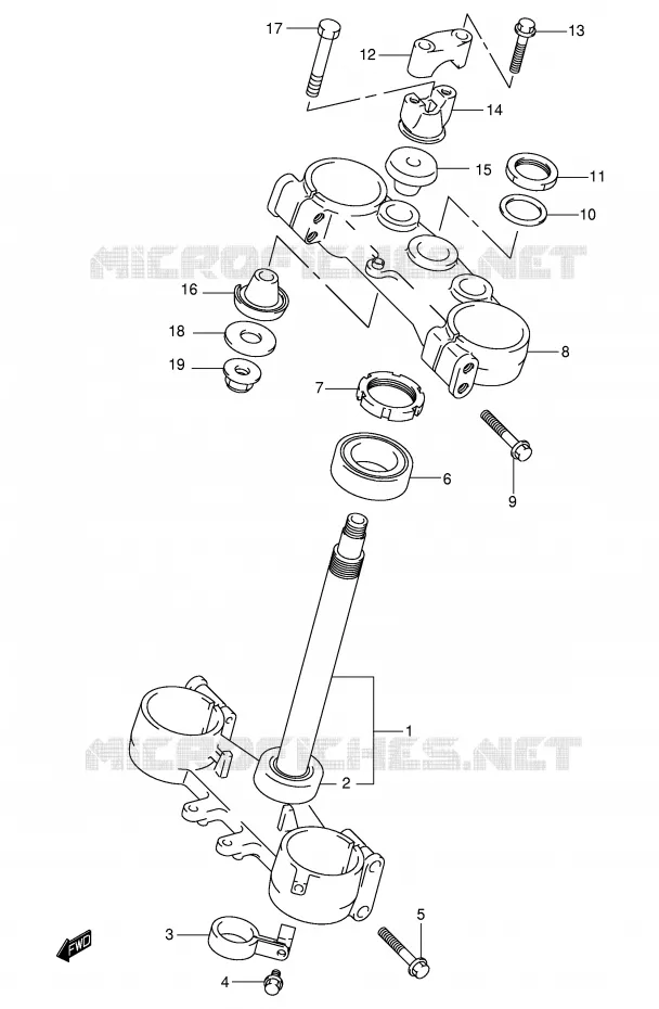 COLONNE DE DIRECTION (MODELE K2) Suzuki MOTO 250 RM 2004  RM250K4(E3/E28)