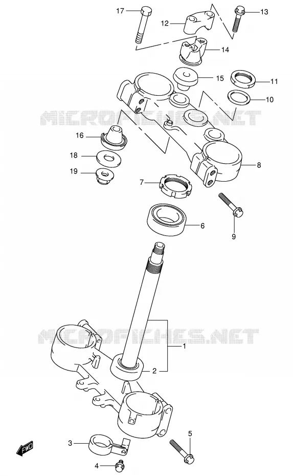 COLONNE DE DIRECTION (MODELE K3) Suzuki MOTO 250 RM 2004  RM250K4(E3/E28)