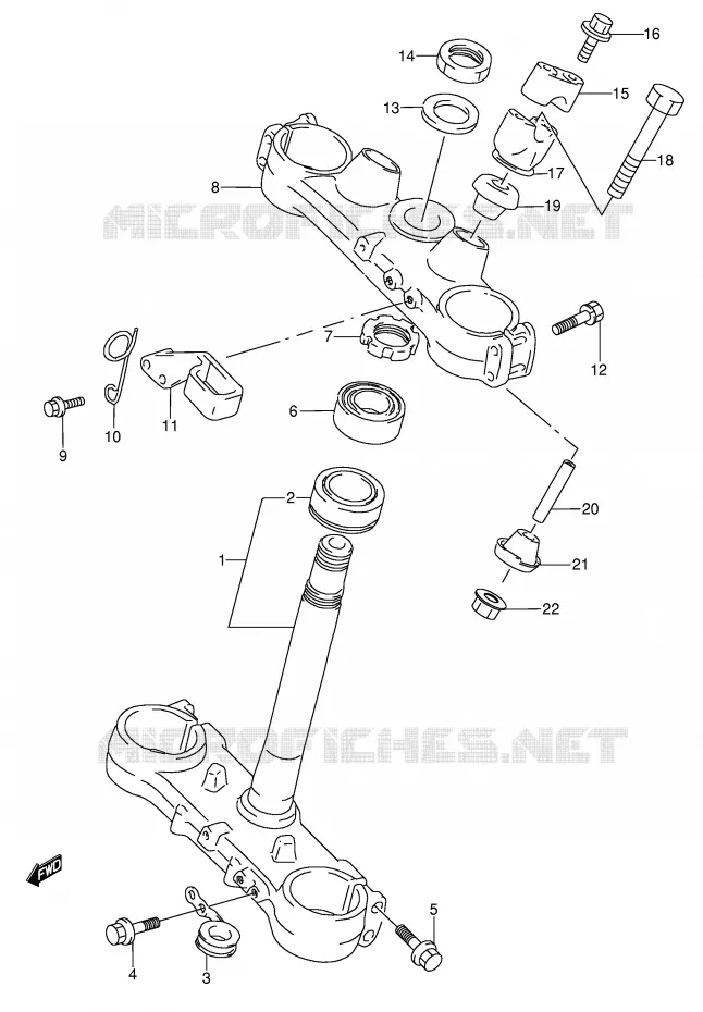 COLONNE DE DIRECTION (MODELE T) Suzuki MOTO 250 RMX 1995  RMX250S(E1)