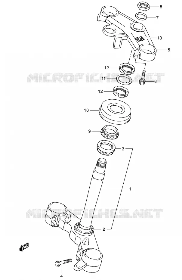 COLONNE DE DIRECTION (SV1000S/S1/S2) Suzuki MOTO 1000 SV 2004  SV1000S2K4(E2)