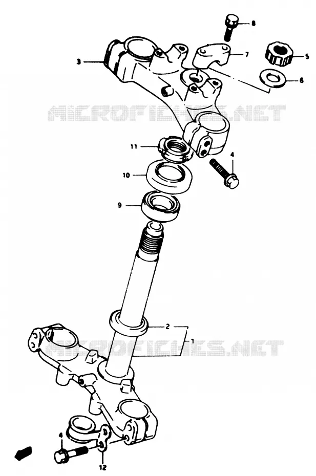 COLONNE DE DIRECTION Suzuki MOTO 80 RM 1996  RM80T(T/V)