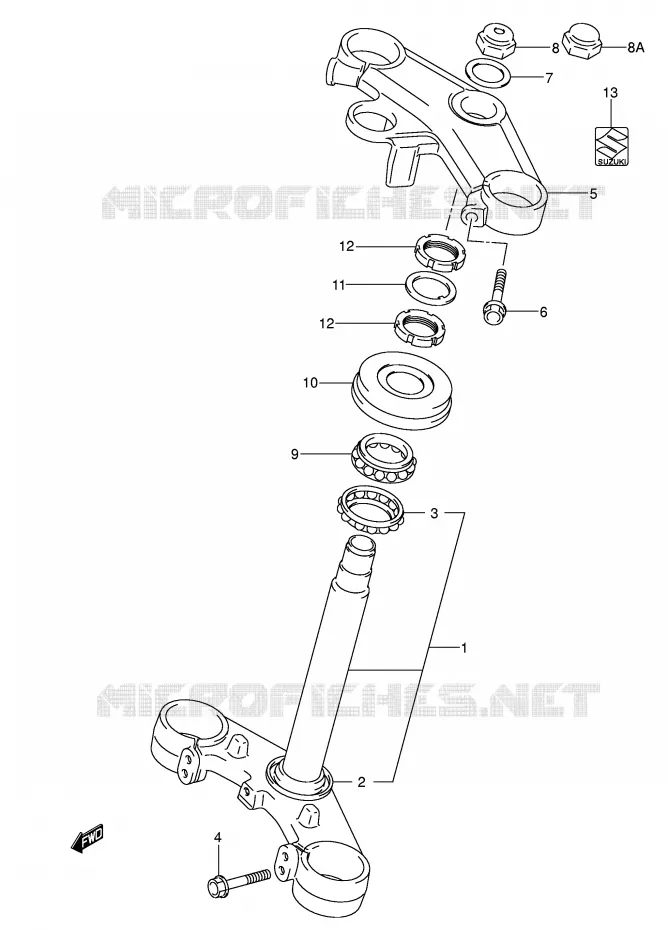 COLONNE DE DIRECTION (VOIR NOTE) Suzuki MOTO 650 SV-S 2007  SV650SUK7(E2)