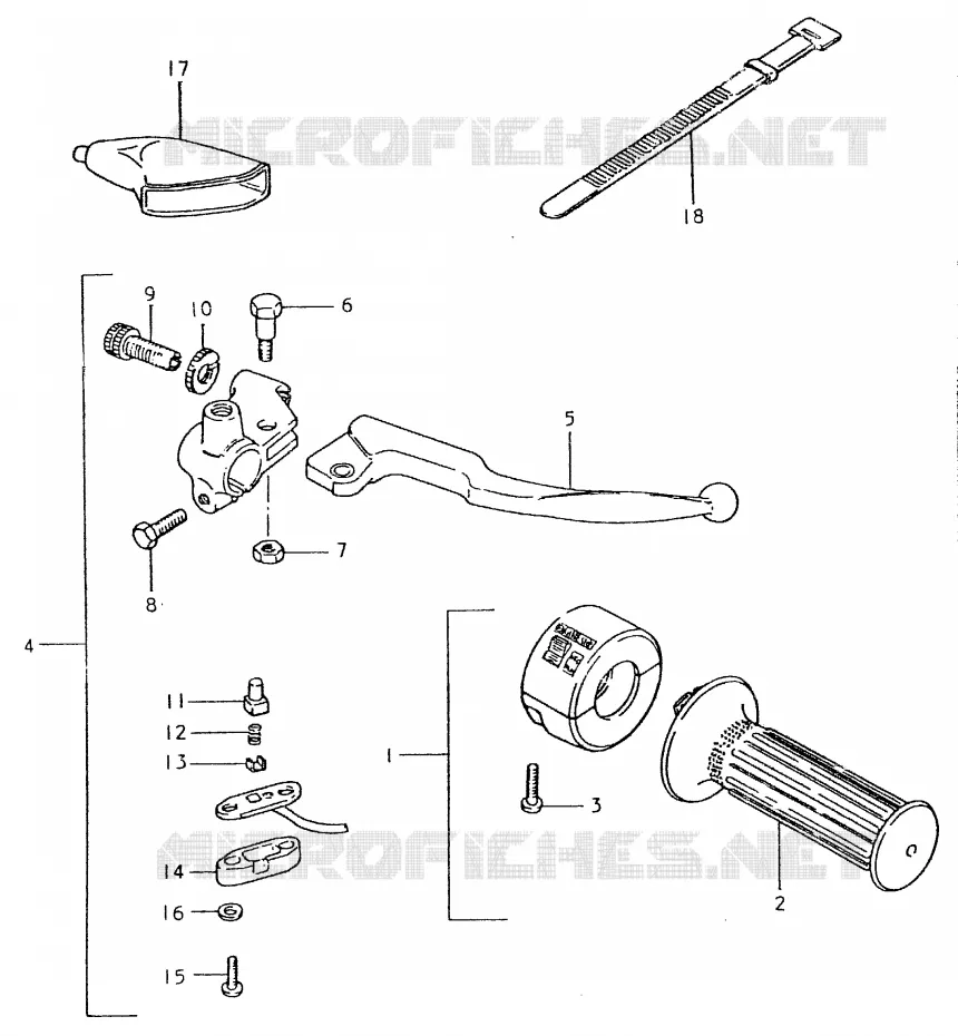 ENSEMBLE LEVIER - COMMODO DROIT Suzuki MOTO 400 SP 1980  SP400T