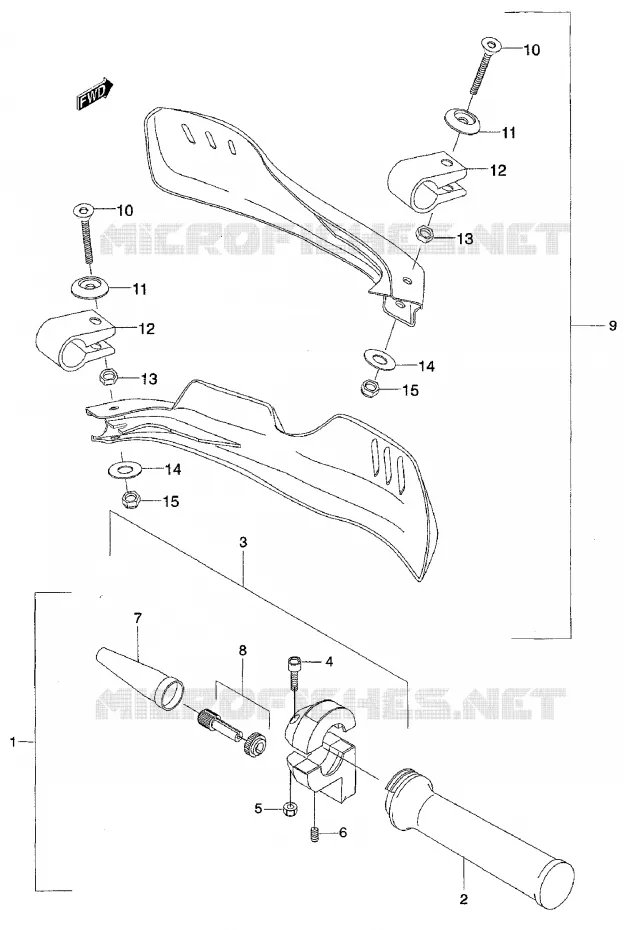 ENSEMBLE LEVIER - COMMODO DROIT Suzuki MOTO 50 RMX 2000  RMX50Y