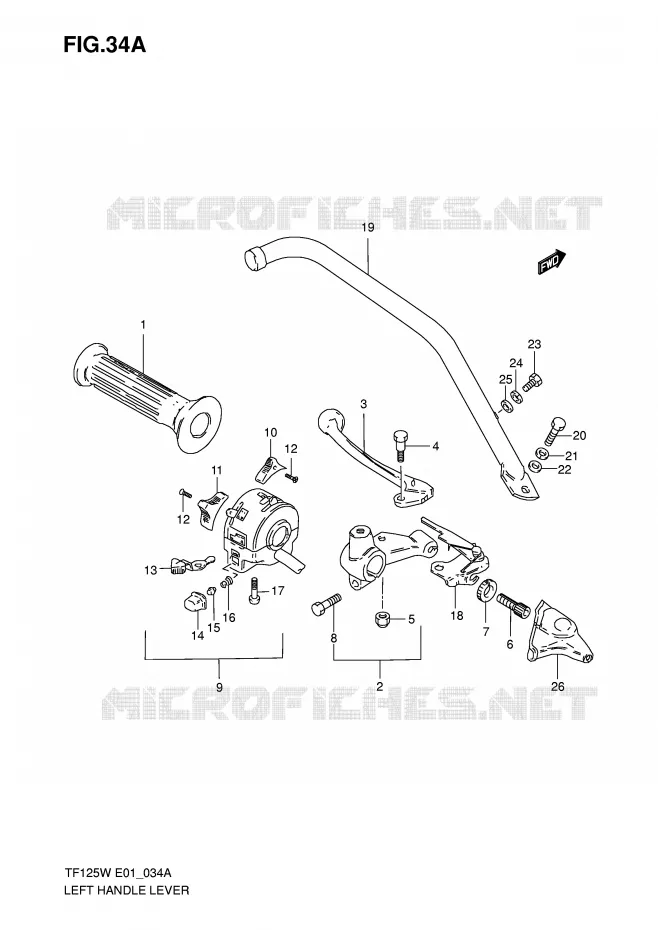 ENSEMBLE LEVIER - POIGNEE GAUCHE (E6, E24) Suzuki MOTO 125 Autres-modeles 1999  TF125X(E1)