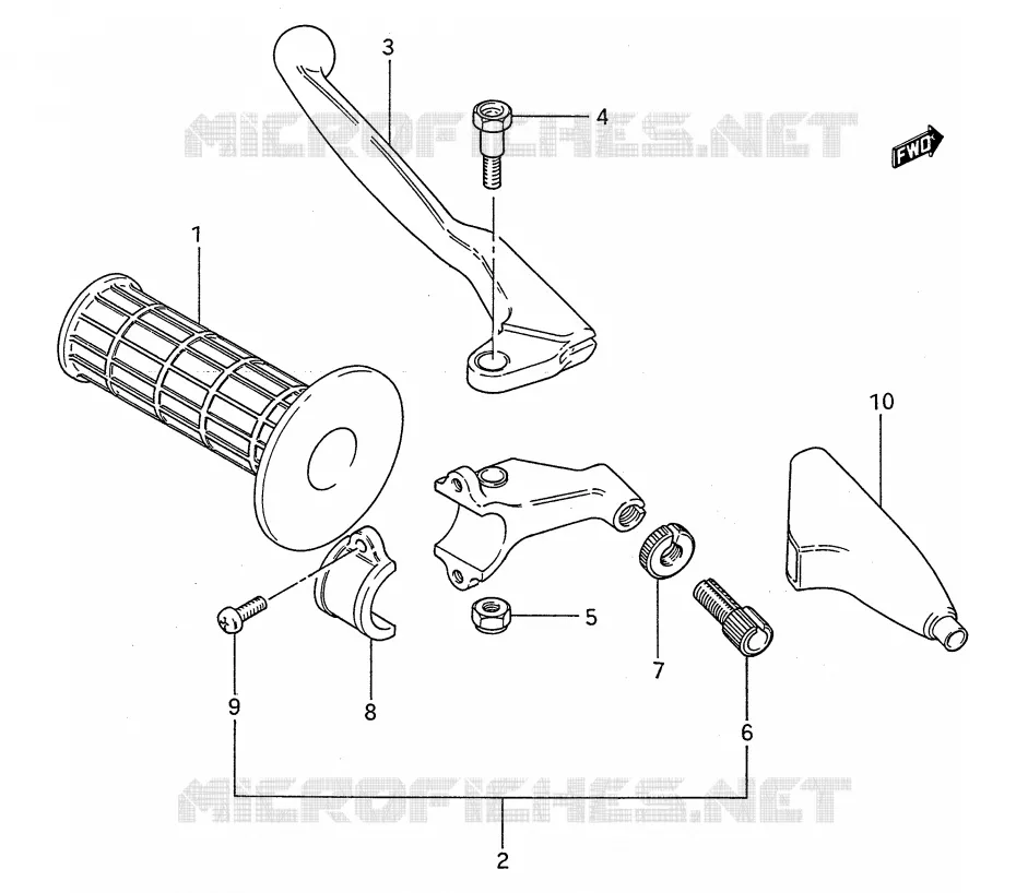 ENSEMBLE LEVIER - POIGNEE GAUCHE (MODELE G/H/J) Suzuki MOTO 80 RM 1990  RM80L(E28)