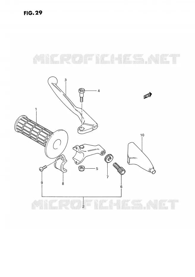 ENSEMBLE LEVIER - POIGNEE GAUCHE (MODELE G/H/J) Suzuki MOTO 80 RM 1990  RM80L(E3)