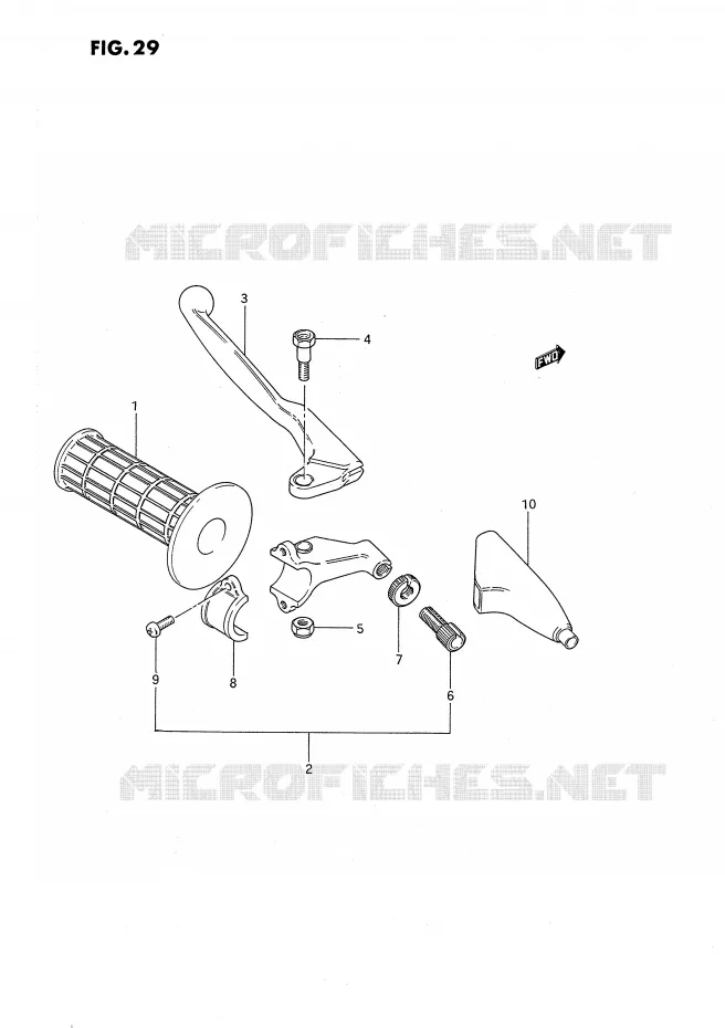 ENSEMBLE LEVIER - POIGNEE GAUCHE (MODELE G/H/J) Suzuki MOTO 80 RM 1995  RM80XS(E2)