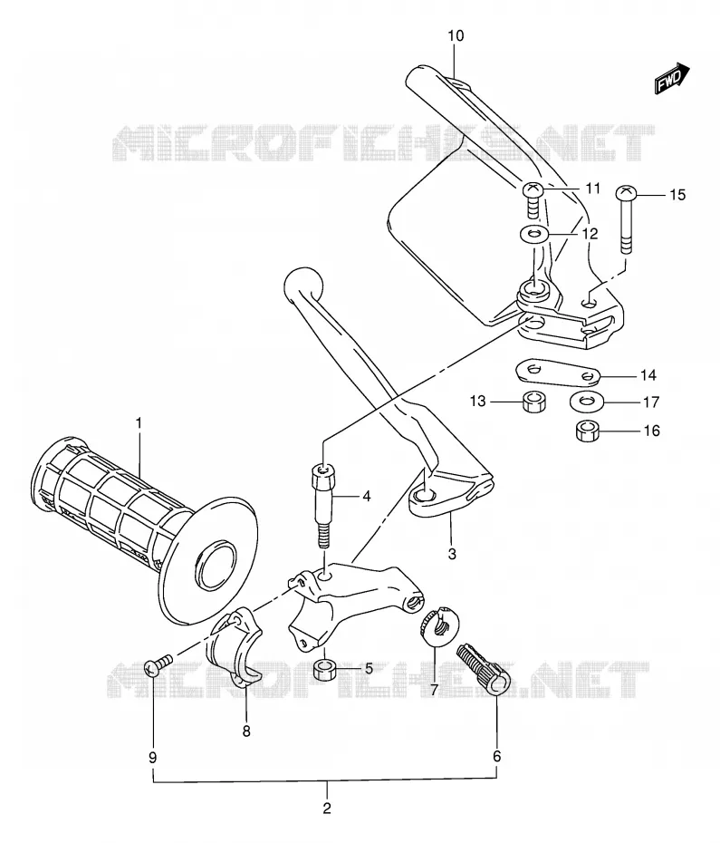 ENSEMBLE LEVIER - POIGNEE GAUCHE Suzuki MOTO 250 RMX 1998  RMX250W(E1)