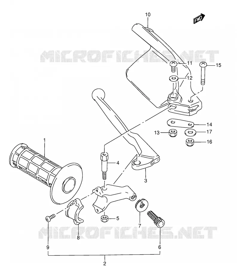 ENSEMBLE LEVIER - POIGNEE GAUCHE Suzuki MOTO 250 RMX 1998  RMX250W(E28)