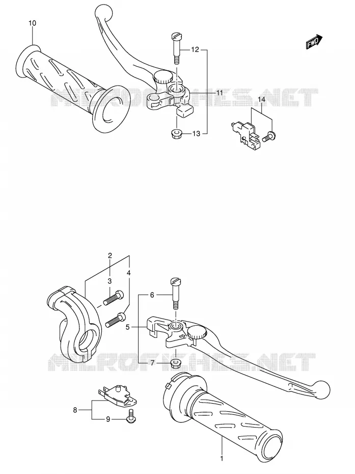 ENSEMBLE LEVIERS - POIGNEES (SV1000S/S1/S2) Suzuki MOTO 1000 SV 2003  SV1000SK3(E2)