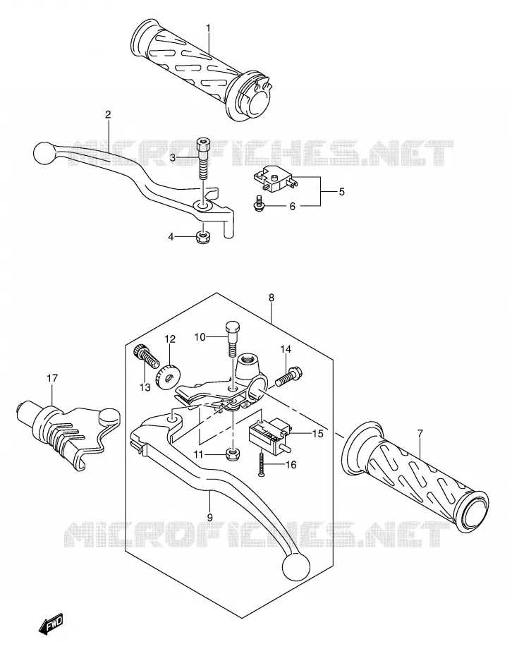 ENSEMBLE LEVIERS - POIGNEES Suzuki MOTO 125 VAN-VAN 2003  RV125K3(E19)