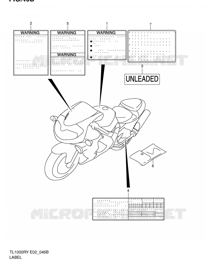 ETIQUETTE (MODELE K2) Suzuki MOTO 1000 TL-R 2001  TL1000RK1(E2)