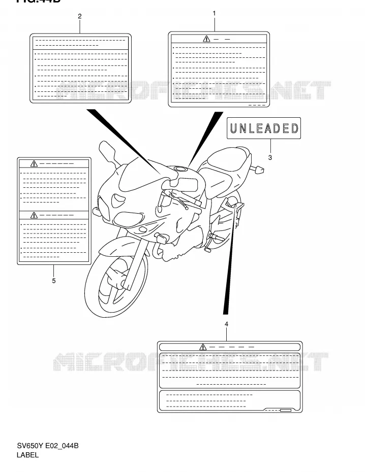 ETIQUETTE (MODELE K2) Suzuki MOTO 650 SV 2002  SV650K2(E2)