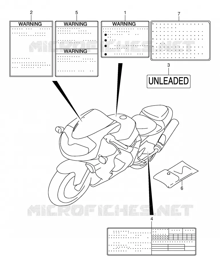 ETIQUETTE (MODELE W/X/Y) Suzuki MOTO 1000 TL-R 2002  TL1000RK2(E2)