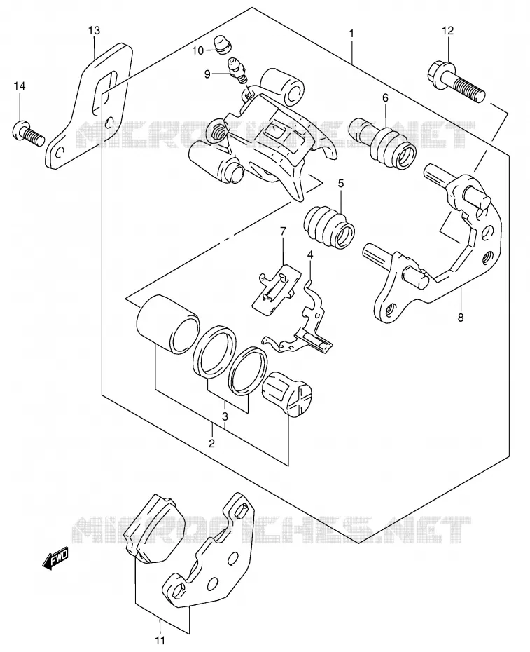 ETRIER DE FREIN ARRIERE (MODELE K2/K3/K4) Suzuki MOTO 85 RM 2003  RM85LK3(P3/P28)