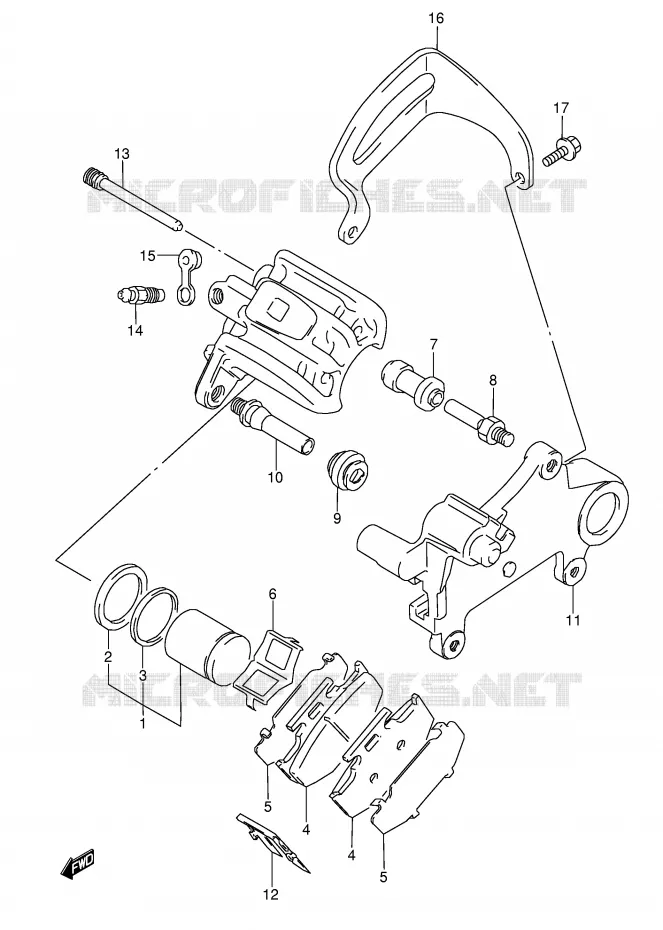 ETRIER DE FREIN ARRIERE (MODELE L/M) Suzuki MOTO 250 RMX 1990  RMX250L(E1)