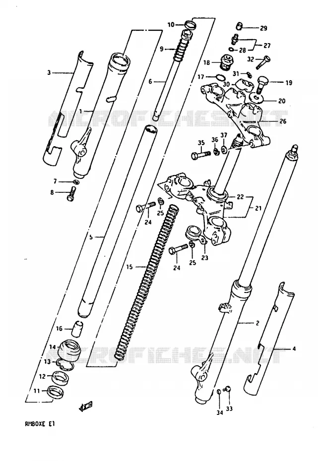 FOURCHE AVANT (MODELE E) Suzuki MOTO 80 RM 1983  RM80XD(D/E)