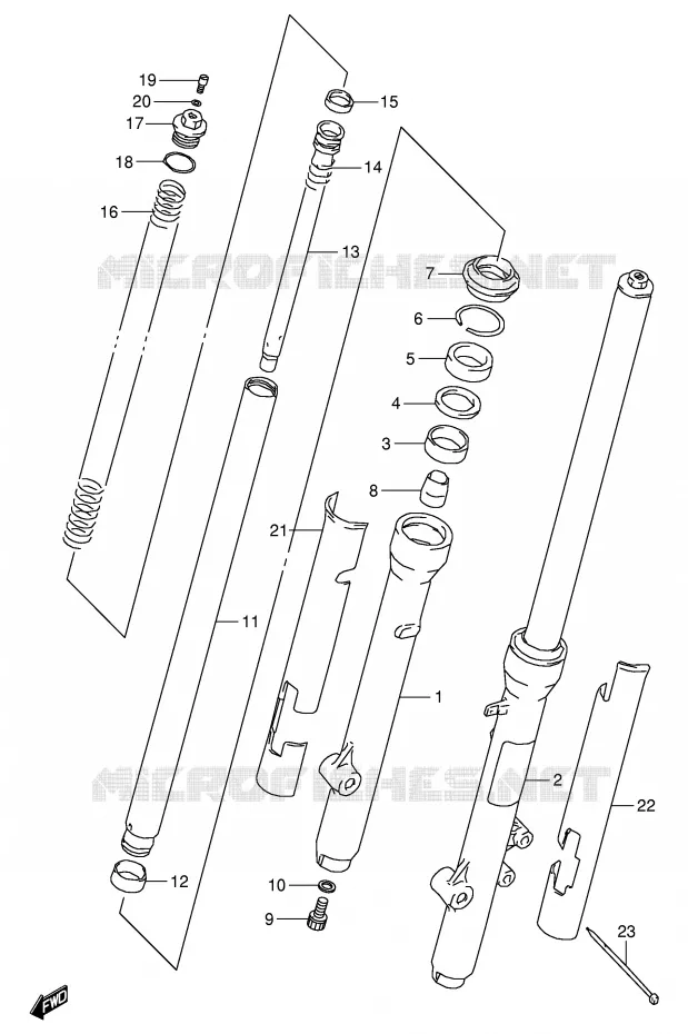 FOURCHE AVANT Suzuki MOTO 80 RM 1997  RM80V(E24)