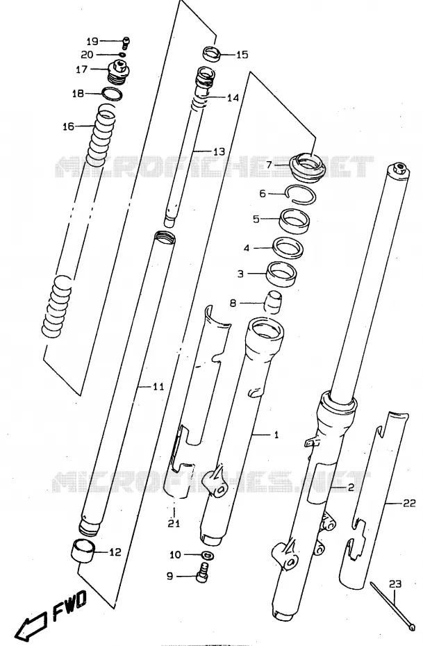 FOURCHE AVANT Suzuki MOTO 80 RM 1999  RM80XX(T/V/W)