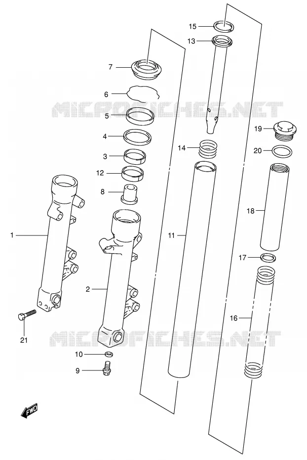 FOURCHE (MODELE X/Y) Suzuki MOTO 650 SV 2002  SV650K2(E2)