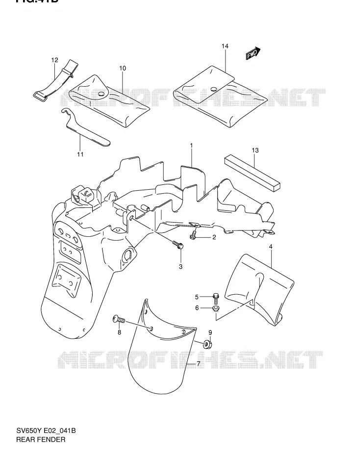 GARDE BOUE ARRIERE (E18) Suzuki MOTO 650 SV 2000  SV650UY(E2)