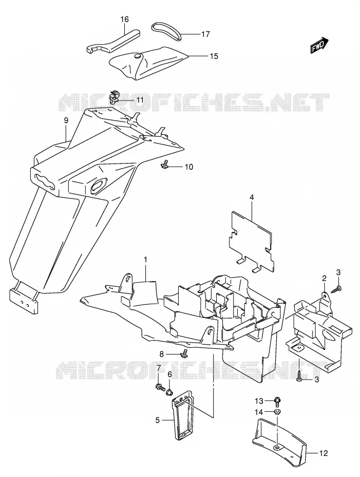 GARDE BOUE ARRIERE (MODEL K4/K5/K6/K7) Suzuki MOTO 650 SV 2007  SV650K7
