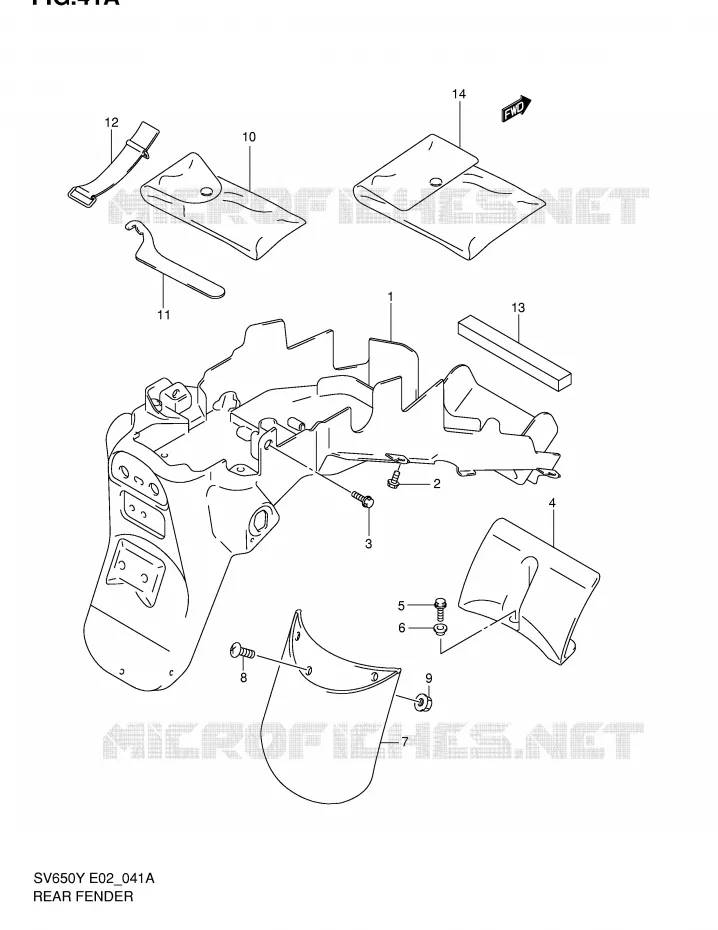 GARDE BOUE ARRIERE (MODELE K2) Suzuki MOTO 650 SV-S 2002  SV650SK2(E2)