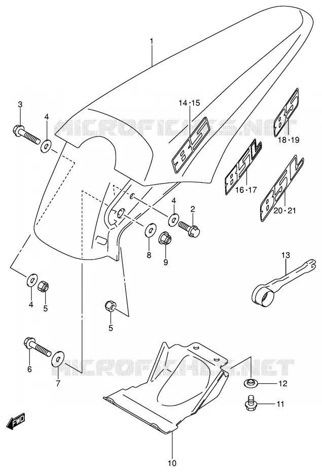 GARDE BOUE ARRIERE Suzuki MOTO 85 RM 2003  RM85LK3(P3/P28)